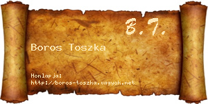 Boros Toszka névjegykártya
